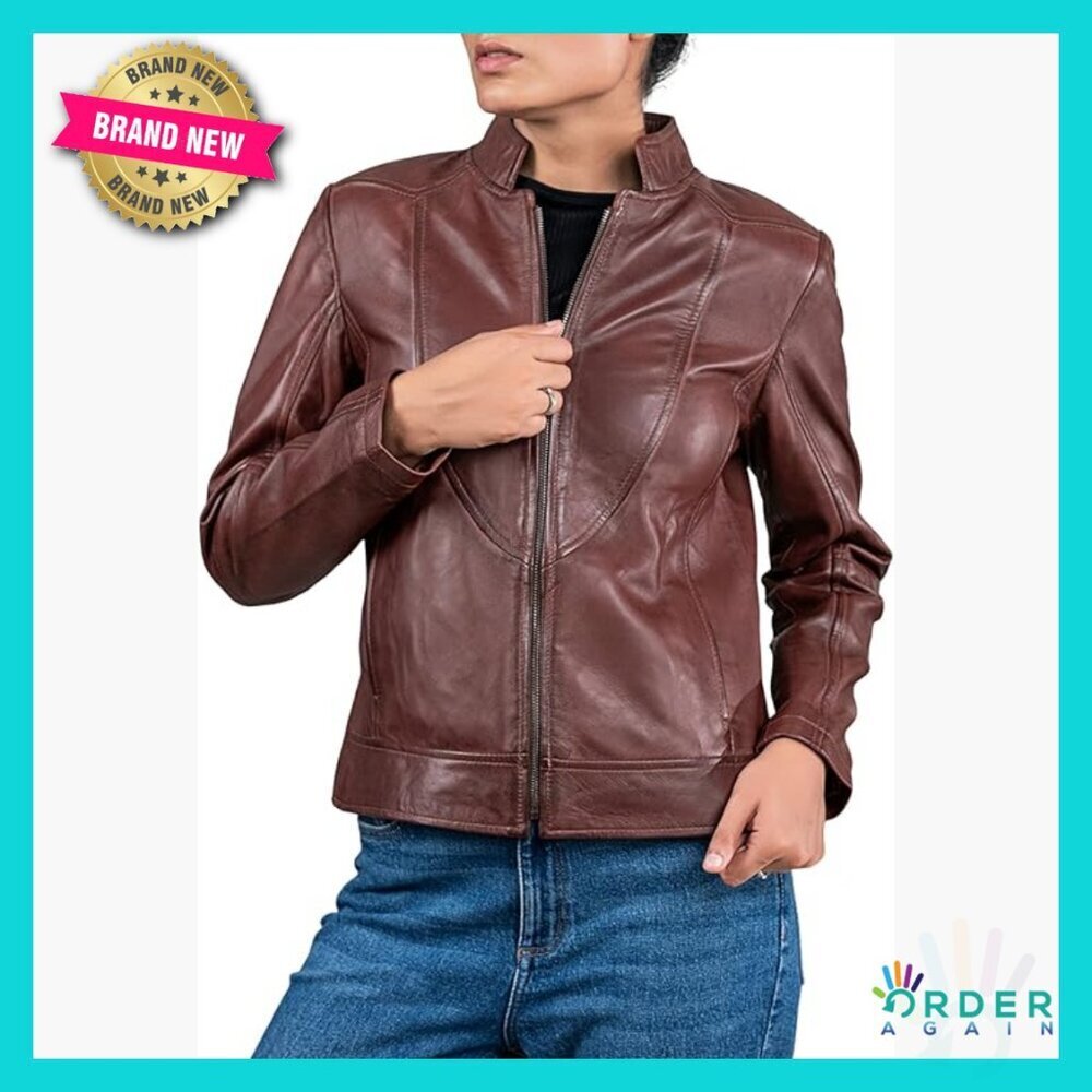 Lambskin Leather Moto Jacket Tailored Fit Biker Style Chic Classic